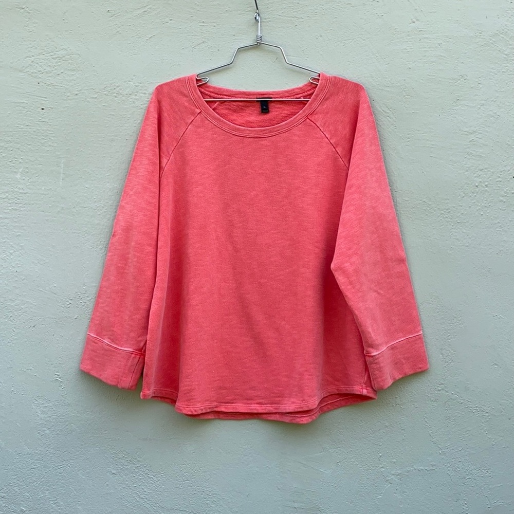 J Crew coral distressed cotton pullover top